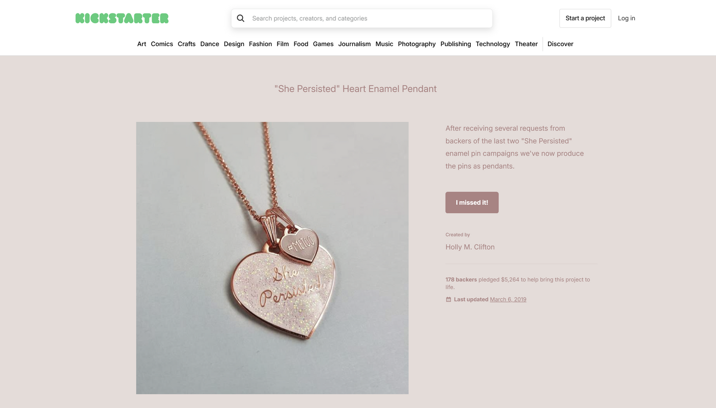 She Persisted Enamel Pendant