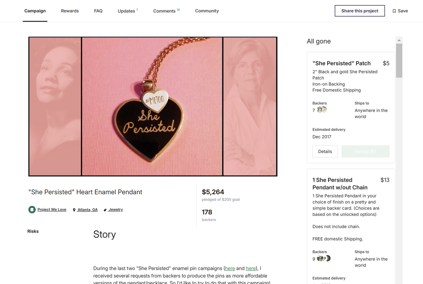 She Persisted Enamel Pendant